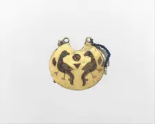 One of a Pair of Temple Pendants, with Confronted Birds (front)..., Kievan Rus 11th-12th century. Creator: Unknown