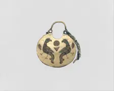 One of a Pair of Temple Pendants, with Confronted Birds (front)..., Kievan Rus 11th-12th century. Creator: Unknown