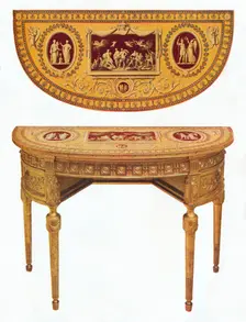One of a pair of Adam side-tables, the top painted in the manner of Pergolesi 18th century. Artist: Robert Adam
