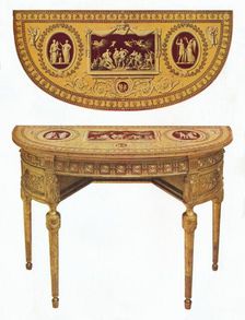One of a pair of Adam side-tables, the top painted in the manner of Pergolesi 18th century. Artist: Robert Adam