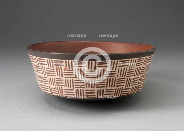 One of a Pair of Bowls with Textile-Like Pattern, 180 B.C./A.D. 500. Creator: Unknown.