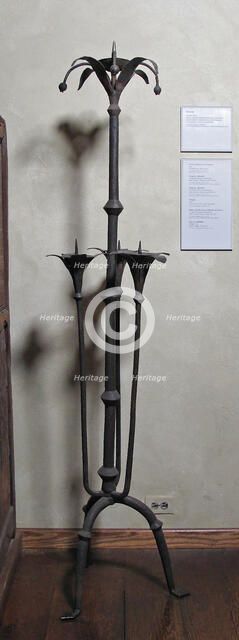 One of a Pair of Candelabra, French or Spanish, 15th century. Creator: Unknown.