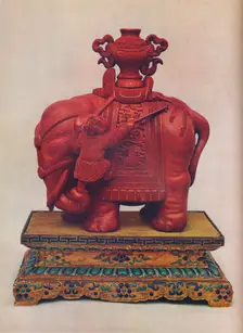 One of a pair of carved red lacquer elephants, Chinese, Qianlong Period, c1765