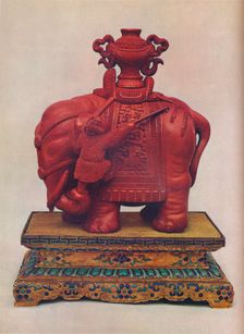 One of a pair of carved red lacquer elephants, Chinese, Qianlong Period, c1765