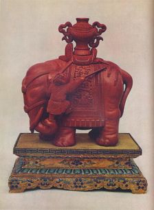 One of a pair of carved red lacquer elephants, Chinese, Qianlong Period, c1765