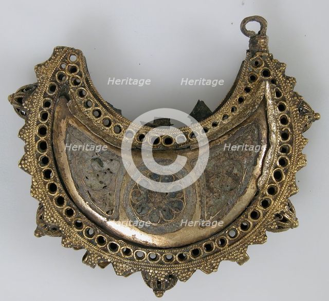 One of a Pair of Crescent-Shaped Earrings with Rosettes, Kievan Rus' or Byzantine, 12th century. Creator: Unknown.