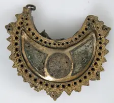 One of a Pair of Crescent-Shaped Earrings with Rosettes, Kievan Rus or Byzantine, 12th century. Creator: Unknown
