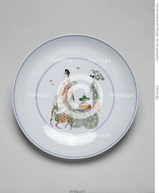 One of a Pair of Dishes with the Daoist Female..., Qing dynasty, Kangxi period (1662-1722). Creator: Unknown.