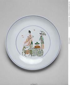 One of a Pair of Dishes with the Daoist Female..., Qing dynasty, Kangxi period (1662-1722). Creator: Unknown