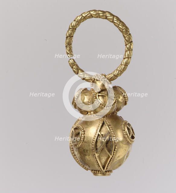 One of a Pair of Gold Earrings, Avar, 550-650. Creator: Unknown.