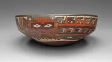 One of a Pair of Matched Bowls Depicting Costumed Ritual Performers, 180 B.C. /A.D. 500. Creator: Unknown