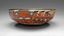 One of a Pair of Matched Bowls Depicting Costumed Ritual Performers, 180 B.C./A.D. 500. Creator: Unknown