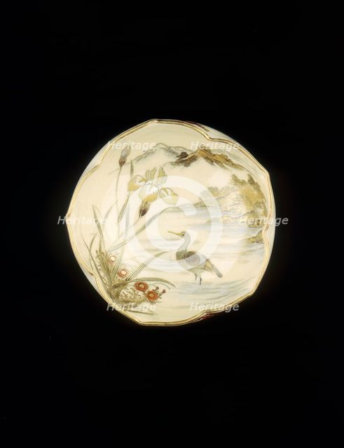 One of a pair of Satsuma 5-lobed petal shaped bowls, Meiji period, Japan, 1890.  Creator: Unknown.