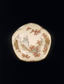 One of a pair of Satsuma 5-lobed petal shaped bowls, Meiji period, Japan, 1890. Creator: Unknown