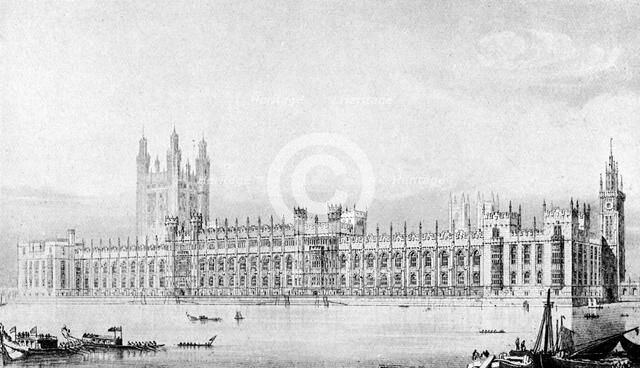 One of Barry's design for the new Houses of Parliament, 21 May 1836, (c1920).Artist: Sir Charles Barry