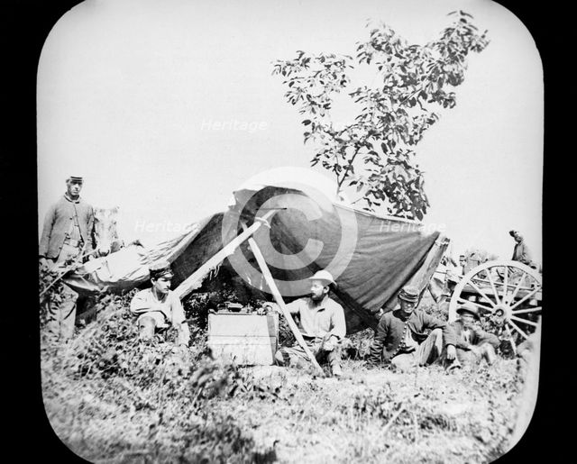 One of General Grant's Union Field Telegraph stations during the American Civil War, 1861-1865. Artist: Unknown