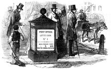 One of London's first pillar (letter) boxes, 1855. Artist: Anon