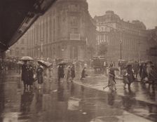 One of London's wet days, 1920s. Creator: Harry Moult