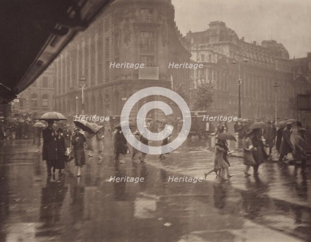 One of London's wet days, 1920s. Creator: Harry Moult.