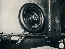 One of Sir Malcolm Campbell's tyres running at 300 m.p.h. 1937