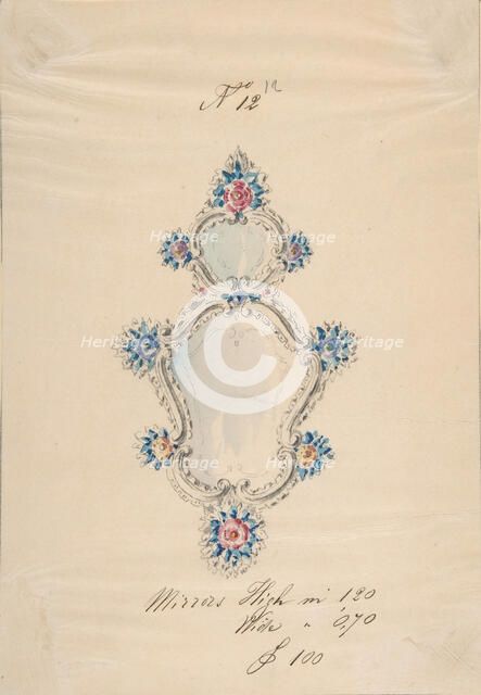 One of Twenty-Three Sheets of Drawings of Glassware (Mirrors, Chandeliers, Goblets, etc.), 1850-80. Creator: Compagnia di Venezia & Murano.