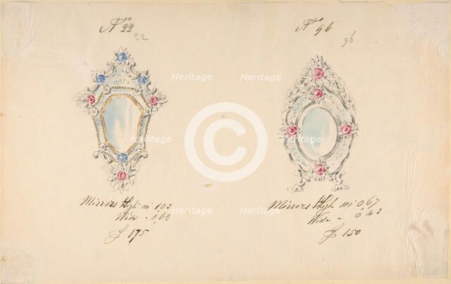 One of Twenty-Three Sheets of Drawings of Glassware (Mirrors, Chandeliers, Goblets, etc.), 1850-80. Creator: Compagnia di Venezia & Murano.