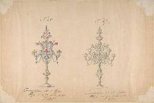 One of Twenty-Three Sheets of Drawings of Glassware (Mirrors, Chandeliers, Goblets, etc.), 1850-80. Creator: Compagnia di Venezia & Murano