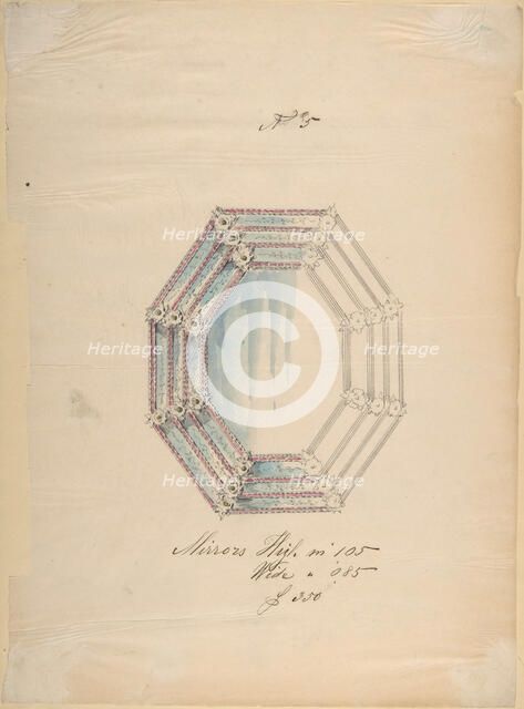 One of Twenty-Three Sheets of Drawings of Glassware (Mirrors, Chandeliers, Goblets, etc.), 1850-80. Creator: Compagnia di Venezia & Murano.