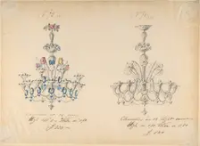 One of Twenty-Three Sheets of Drawings of Glassware (Mirrors, Chandeliers, Goblets, etc.), 1850-80. Creator: Compagnia di Venezia & Murano
