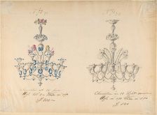 One of Twenty-Three Sheets of Drawings of Glassware (Mirrors, Chandeliers, Goblets, etc.), 1850-80. Creator: Compagnia di Venezia & Murano