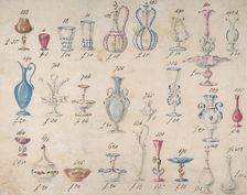One of Twenty-Three Sheets of Drawings of Glassware (Mirrors, Chandeliers, Goblets, etc.), 1850-80. Creator: Compagnia di Venezia & Murano