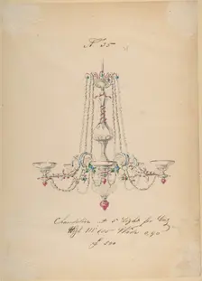 One of Twenty-Three Sheets of Drawings of Glassware (Mirrors, Chandeliers, Goblets, etc.), 1850-80. Creator: Compagnia di Venezia & Murano