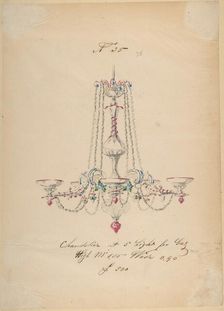 One of Twenty-Three Sheets of Drawings of Glassware (Mirrors, Chandeliers, Goblets, etc.), 1850-80. Creator: Compagnia di Venezia & Murano
