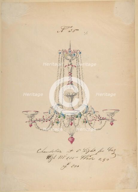 One of Twenty-Three Sheets of Drawings of Glassware (Mirrors, Chandeliers, Goblets, etc.), 1850-80. Creator: Compagnia di Venezia & Murano.