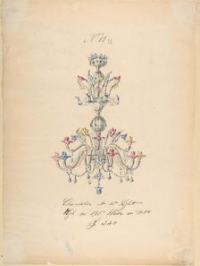 One of Twenty-Three Sheets of Drawings of Glassware (Mirrors, Chandeliers, Goblets, etc.), 1850-80. Creator: Compagnia di Venezia & Murano
