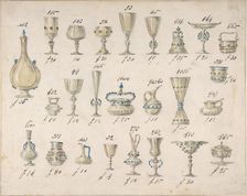 One of Twenty-Three Sheets of Drawings of Glassware (Mirrors, Chandeliers, Goblets, etc.), 1850-80. Creator: Compagnia di Venezia & Murano