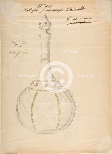 One of Twenty-Three Sheets of Drawings of Glassware (Mirrors, Chandeliers, Goblets, etc.), 1850-80. Creator: Compagnia di Venezia & Murano.