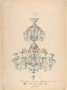 One of Twenty-Three Sheets of Drawings of Glassware (Mirrors, Chandeliers, Goblets, etc.), 1850-80. Creator: Compagnia di Venezia & Murano