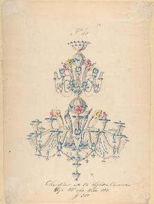 One of Twenty-Three Sheets of Drawings of Glassware (Mirrors, Chandeliers, Goblets, etc.), 1850-80. Creator: Compagnia di Venezia & Murano