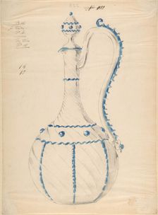 One of Twenty-Three Sheets of Drawings of Glassware (Mirrors, Chandeliers, Goblets, etc.), 1850-80. Creator: Compagnia di Venezia & Murano