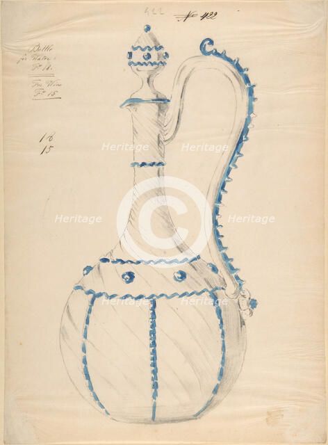 One of Twenty-Three Sheets of Drawings of Glassware (Mirrors, Chandeliers, Goblets, etc.), 1850-80. Creator: Compagnia di Venezia & Murano.