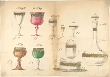 One of Twenty-Three Sheets of Drawings of Glassware (Mirrors, Chandeliers, Goblets, etc.), 1850-80. Creator: Compagnia di Venezia & Murano