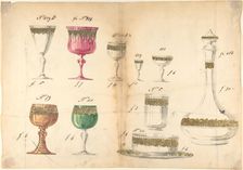 One of Twenty-Three Sheets of Drawings of Glassware (Mirrors, Chandeliers, Goblets, etc.), 1850-80. Creator: Compagnia di Venezia & Murano