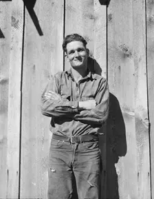 One of the thirty-six members of the Ola self-help sawmill co-op, Gem County, Idaho, 1939. Creator: Dorothea Lange