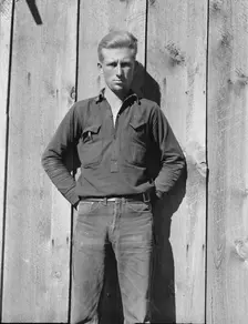 One of the thirty-six members of the Ola self-help sawmill co-op, Gem County, Idaho, 1939. Creator: Dorothea Lange