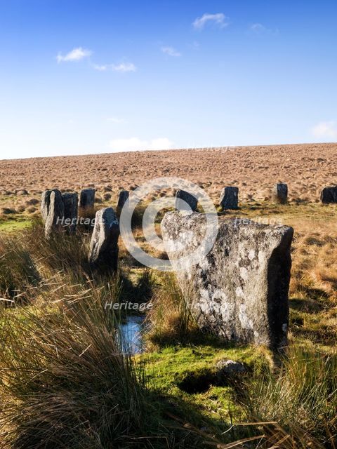 One of the two stone circles of Grey Wethers, Dartmoor, Devon, c1980-c2017. Artist: Historic England Staff Photographer.