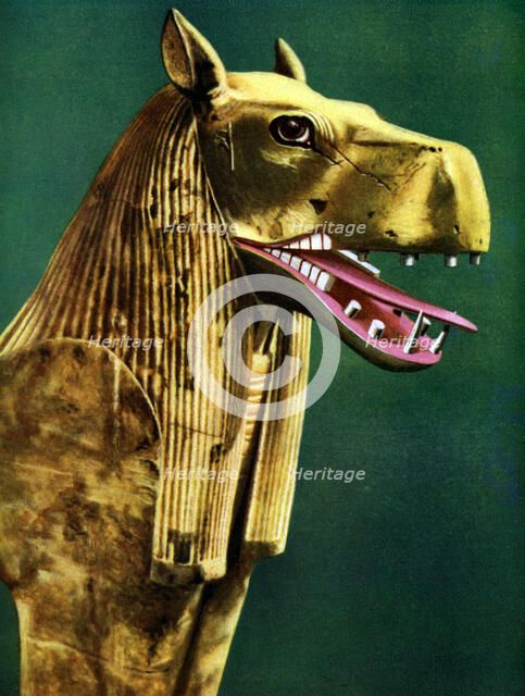 One of the twin supports of a ceremonial couch found in Tutankhamun's tomb, Egypt, 1933-1934 Artist: Unknown