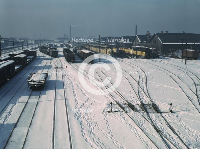 One of the yards of the Chicago and Northwestern Railroad, Chicago, Ill., 1942. Creator: Jack Delano.