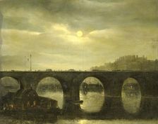 One of the Bridges over the Seine, Paris, in the Moonlight, 1835. Creator: Antonie Waldorp
