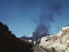 One of the cuts through the mountains, near Cajon, Calif., Cajon Pass, Calif., 1943. Creator: Jack Delano